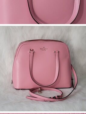 kate spade Pink Pebbled Leather Dome Satchel with Removable Strap
